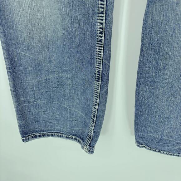 Silver Jeans Gordie 40x30 (Act 40x29) Straight Leg Blue Jean Denim Distressed - Picture 5 of 9